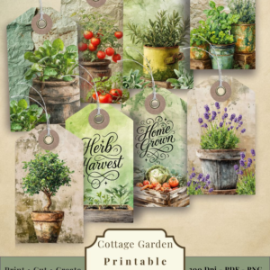 Cottage Garden Herb & Harvest Printable Tag Set