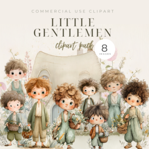 Little Gentlemen Clipart Pack | Watercolor Boys PNG Bundle