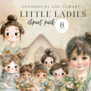 Little Ladies Clipart Pack | Watercolor Girls PNG Bundle
