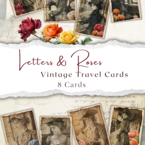 Letters & Roses – Vintage Travel Cards (8 Cards)
