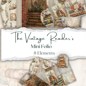 The Vintage Reader’s Mini Folio — Printable Junk Journal Kit (8 Elements)