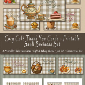 Cozy Café Thank You Cards – Printable Small Business Set