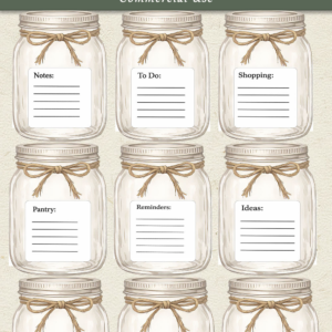 Farmhouse Mason Jar Kitchen Notes – Small Business Organizer (Free Printable)