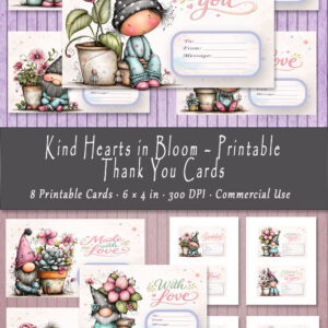 Kind Hearts in Bloom – Printable Thank You Cards