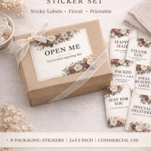 Open Me Sticker Set – Printable Floral Packaging Labels