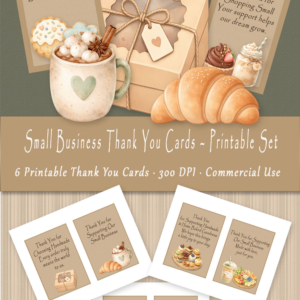 Small Business Thank You Cards – Printable Card Set