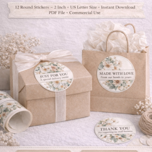 Spring Bloom Round Sticker Set – Printable