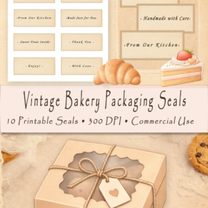 Vintage Bakery Packaging Seals – Printable Label Set