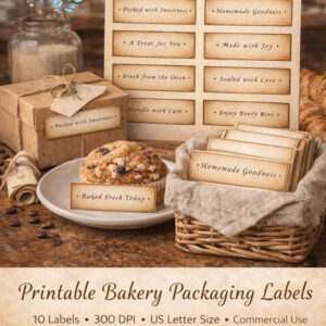 Printable Bakery Packaging Labels – Vintage Cafe Style