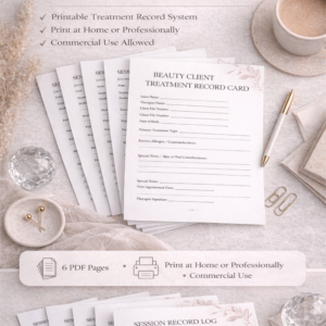 Beauty Client Treatment Record Card