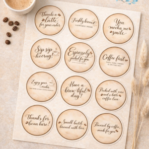 Coffee Thank You Sticker Set – Printable