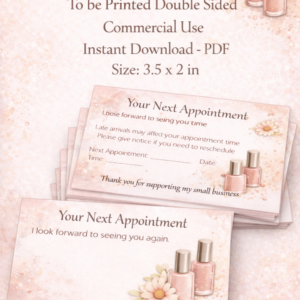 Nail Appointment Reminder Cards – Printable