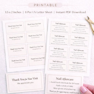 Nail Aftercare Thank You Cards – Printable