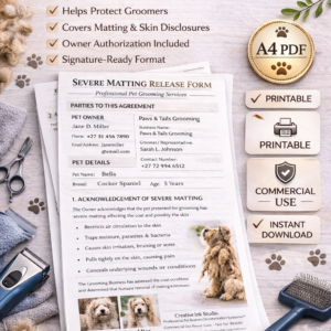 Severe Matting Release Form – A4 PDF